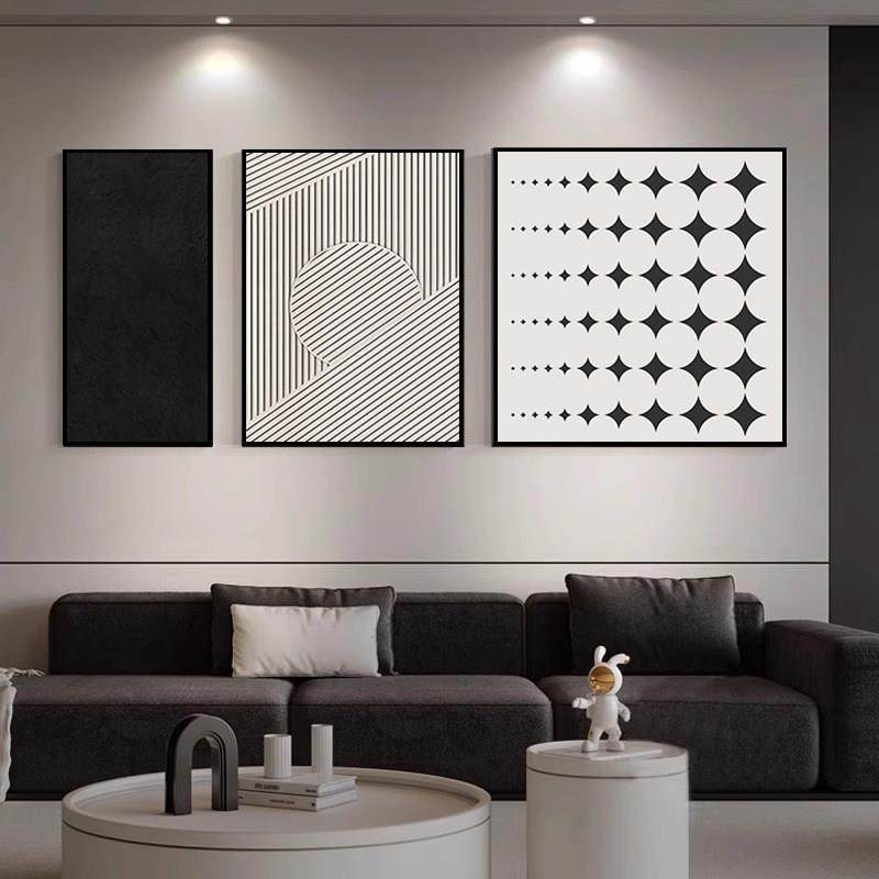 侘寂风客厅组合装饰画意式创意艺术壁画抽象黑白灰沙发背景墙挂画,家居饰品,现代装饰画,淘宝优惠券,粉丝福利购,淘宝优惠卷