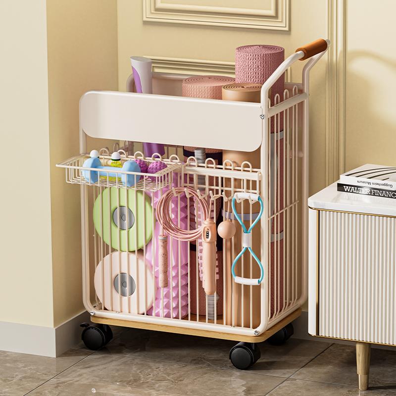 瑜伽收纳筐健身器材置物架家用可移动运动器械收纳篮球置物架