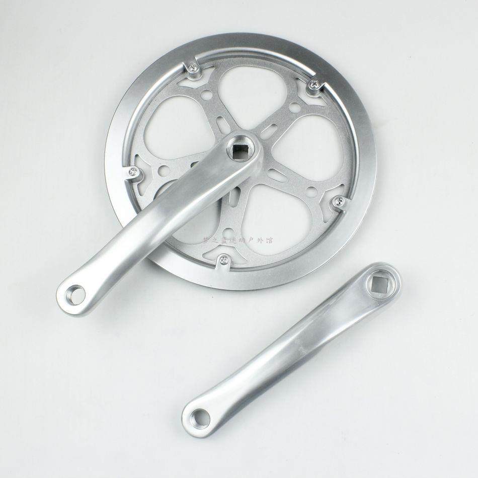 折叠车牙盘套装自行车52T齿牙盘钢盘170铝合金曲柄菱形孔单速齿盘