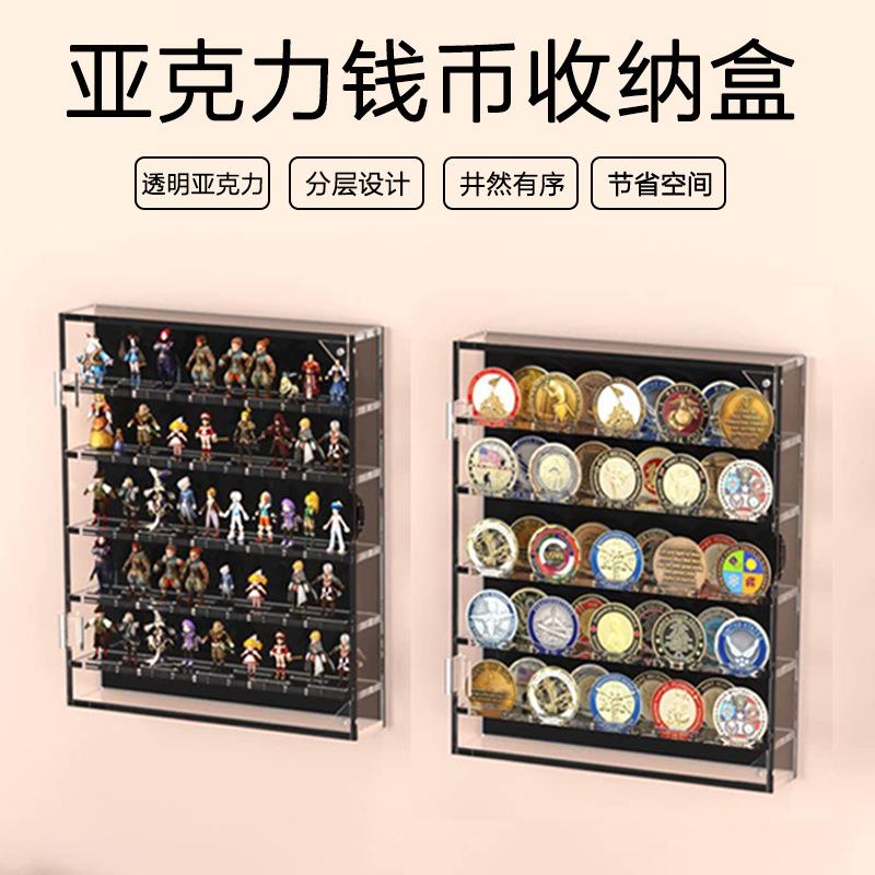 亚克力圆形硬币盒透明有机玻璃展示盒金币硬币收藏盒徽章收纳盒