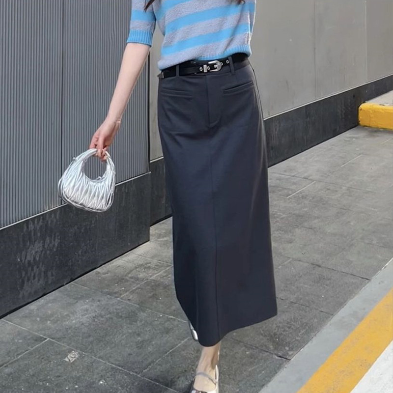 阿玛施中长薄款A字包臀半身裙女