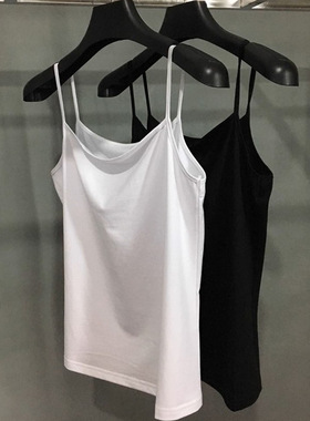阿玛施女装新款百搭美背白色弹力打底小吊带背心女内搭外穿上衣