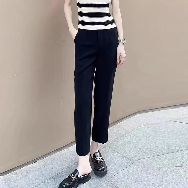 阿玛施女装正品2026春夏季新款百搭薄款西装高腰九分烟管休闲裤女