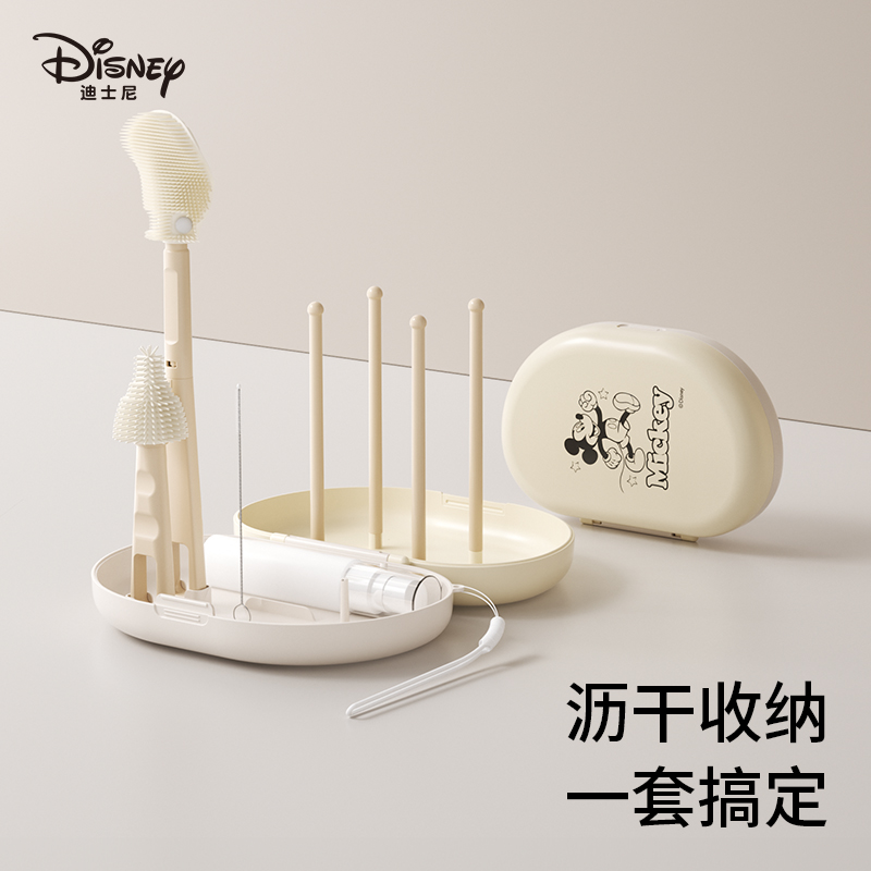 迪士尼硅胶奶瓶刷套装奶瓶奶嘴清洁神器便携式旅行奶瓶多功能刷子