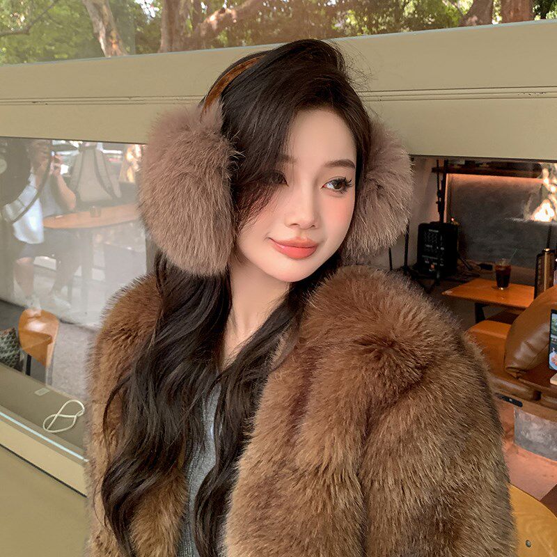 真毛狐狸毛耳套可爱耳捂可伸缩耳罩毛绒耳暖防冻冬季保暖耳包冬天