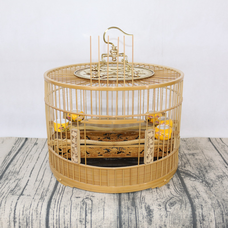 精品手工小号竹子绣眼玉鸟贝子靛颏小型竹制黄豆鸟笼全套配件