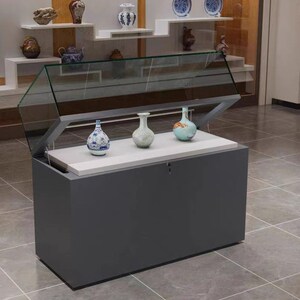 博物馆展示柜文物字画古董展厅柜翻盖液压柜收藏陈列展示柜