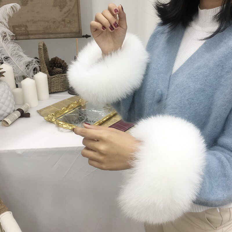 定做整皮狐狸毛袖口毛毛袖套皮草袖口护腕真毛袖口套靴口冬饰品
