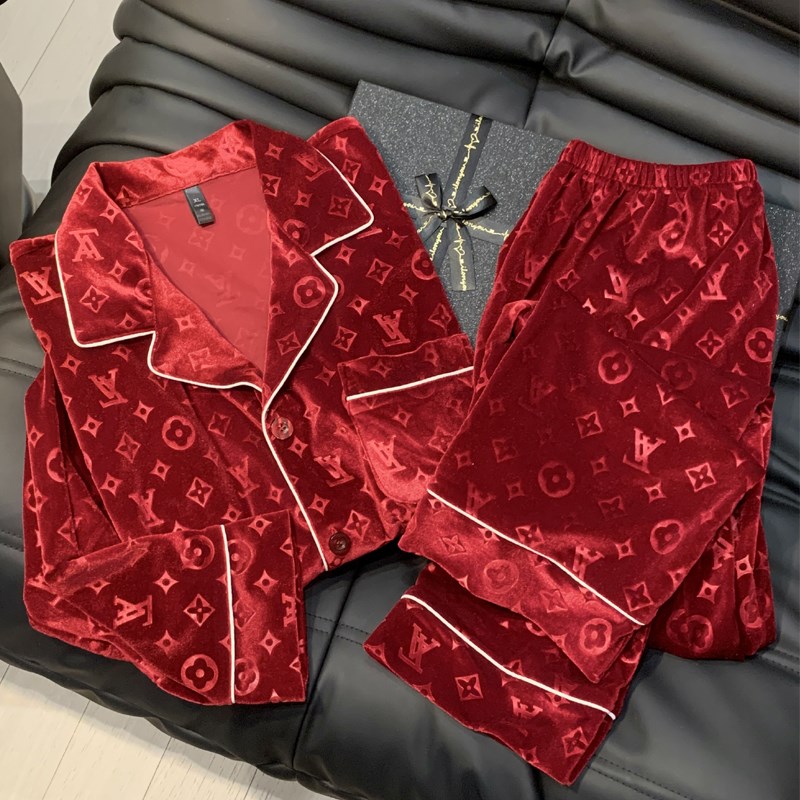 红色睡衣情侣秋冬季加厚珊瑚绒男女士本命年结婚金丝绒家居服套装