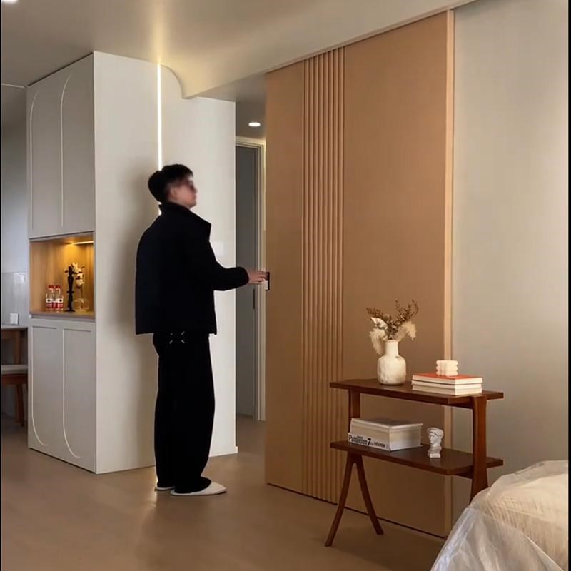 幽灵门口袋门推拉隐形门卧室门厨房门推拉移门隔断门无轨道隐形门