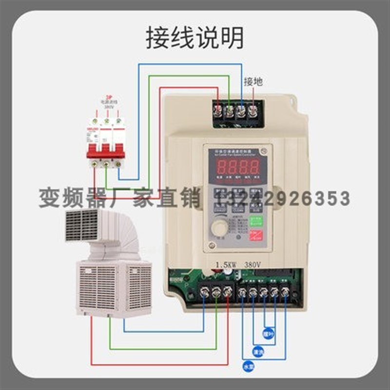 冷风机变频器环保空调专用1.5 2.2KW三相380V/单220水冷温控调速