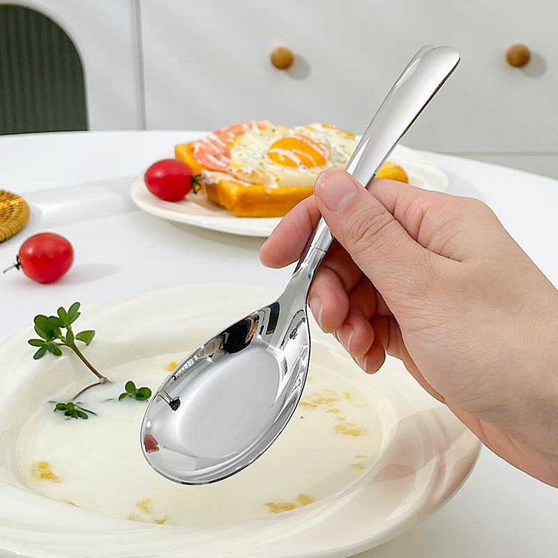 長柄加厚316不銹鋼家用平底勺子