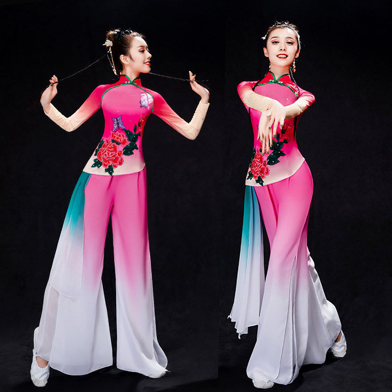 古典舞演出服女装 飘逸中国风扇子舞蹈服装 量身定制民族舞蹈服装