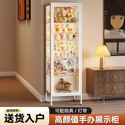 手办柜 玻璃展示柜盲盒手办积木透明泡泡玛特家用玩具陈列柜