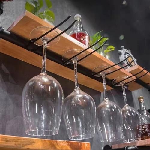 复古工业风酒吧铁艺墙上置物架壁挂红酒架摆件Q装饰创意酒柜实木