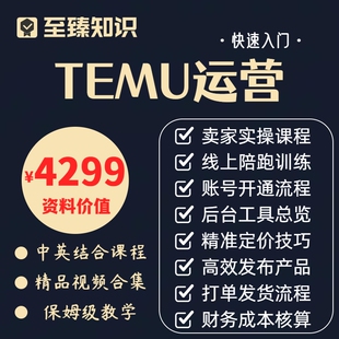 跨境拼多多Temu运营培训新手入门开店电商课程全套零基础视频教程