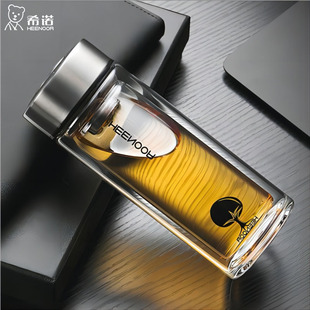 希诺双层玻璃杯女士送礼物办公室泡茶杯礼盒装男士商务水杯耐高温