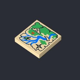 3068pb0161积木印刷件玛雅遗址地图场景模型零件兼容乐高2X2图案