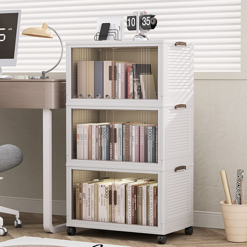 多层收纳柜免安装家用卧室置物柜可移动折叠双开门式塑料储物柜子