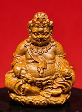 陈化崖柏木雕 黄财神 木质工艺品手把件茶宠文玩摆件钥匙扣小礼品