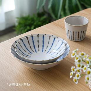 进口釉下彩餐具复古拉面碗家用汤碗 竹十草陶瓷饭碗日式