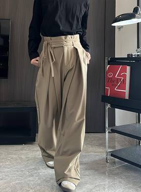 EDMI 设计感高腰西裤休闲 裤男垂感直筒西裤长裤韩版简约宽松西裤