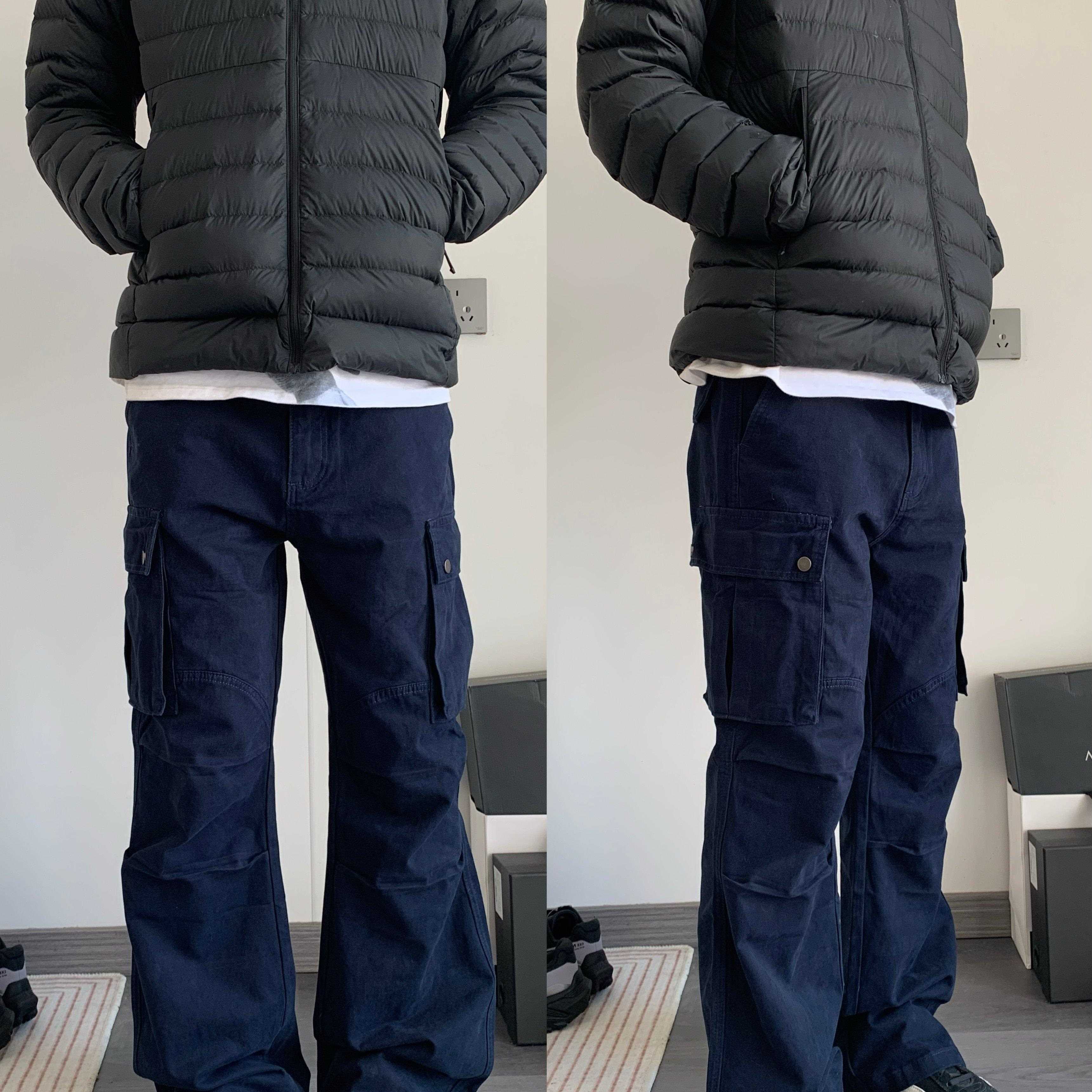 CAGT 美式复古微喇叭裤子男款秋冬宽松休闲直筒裤多口袋工装裤街