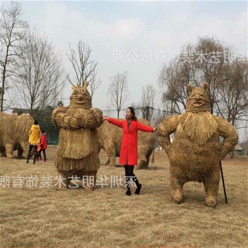 草编艺术干稻草稻草人工艺品雕塑稻草人动物卡通人物编织手工植物