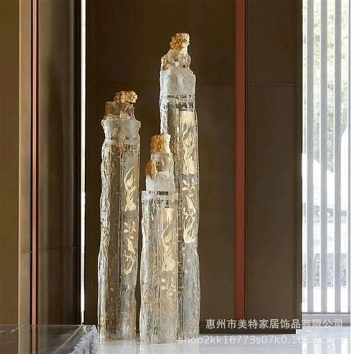 透明树脂狮子摆件玄关客厅貔貅雕塑酒店大堂会所拴马桩立柱装饰品