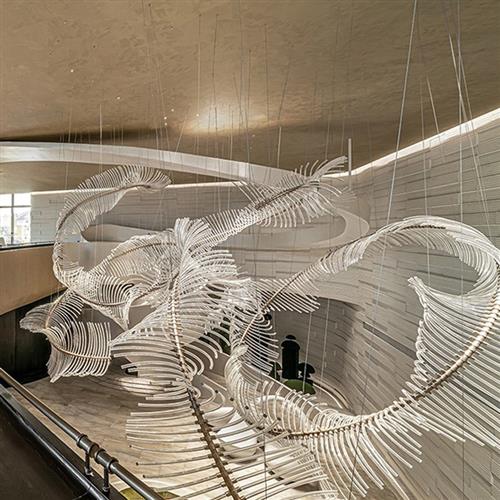 酒店会所售楼部大厅沙盘龙骨异形亚克力飘带设计师现代简约吊灯