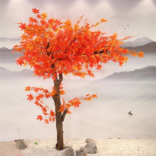 仿真青枫树仿真红枫树客厅花墙装饰绿植假树橱窗摄影红枫叶干枝