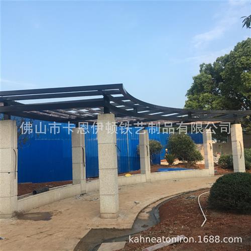 钢结构铁艺长廊不锈钢玻璃艺术廊架铝凉亭屏风格栅厂家加工安装