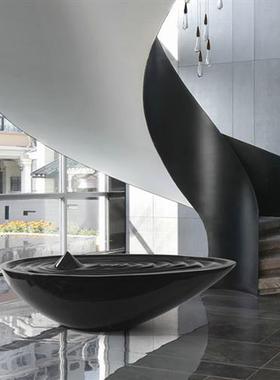 创意玻璃钢水滴摆件酒店大堂山泉水景雕塑售楼部玄关流水喷泉生财