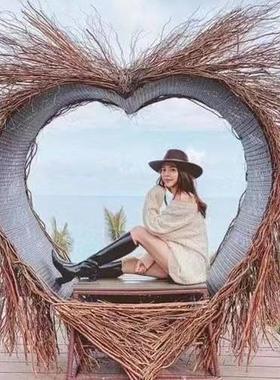 户外景区休闲网红打卡设计点装饰拍照摆件道具鸟巢藤编椅秋千巨型