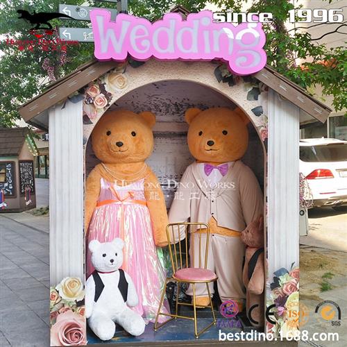 卡通毛绒泰迪熊婚礼摆件装饰室内室外美陈自贡大型玩具模型工厂