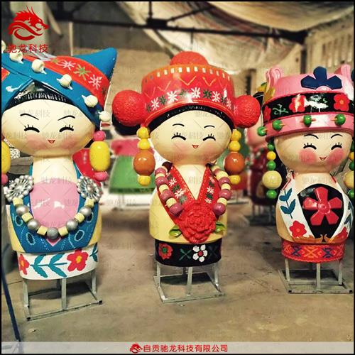 民族雕塑摆件少数民族卡通人物模型玻璃钢树脂美陈装置道具定制