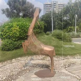 公园小区低头鹿户外景观摆件镂空动物售楼处门口大型雕塑艺术品