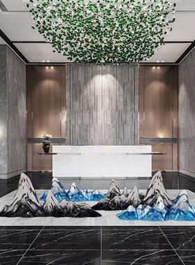 现代创意透明假山摆件树脂雕塑酒店售楼处大厅别墅玄关装饰工艺品