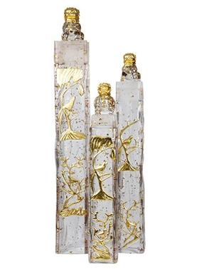 新中式大门镇宅招财狮子透明树脂雕塑摆件栓马柱酒店麒麟獬豸定制