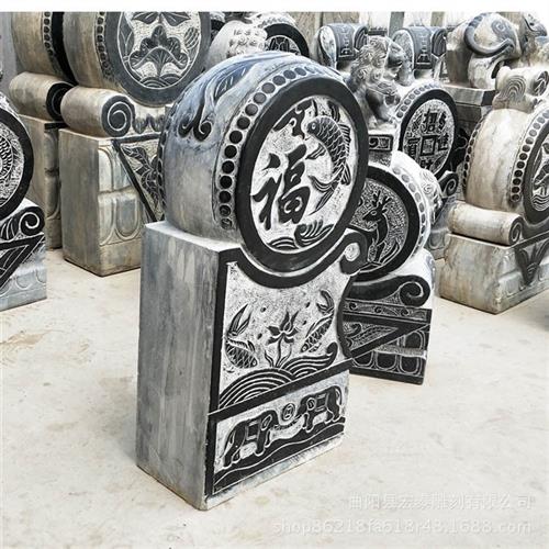 石雕门墩庭院别墅门口石枕抱鼓石景观摆件仿古门墩石青石雕刻