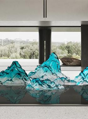 现代简约透明树脂假山雕塑酒店大堂售楼处别墅玄关装饰工艺品摆件