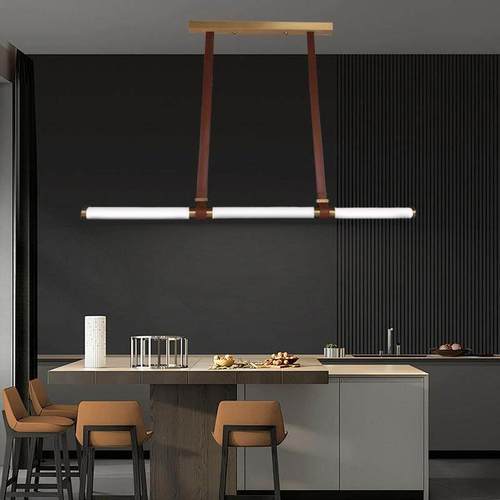 极简餐厅吊灯护眼长条一字吊灯轻奢吧台长条吊灯调光书房灯办公桌
