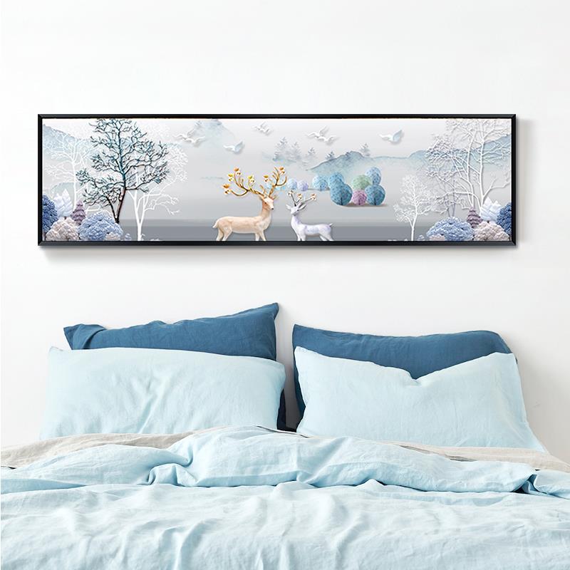卧室床头装饰画麋鹿现代简约客厅沙发背景墙挂画墙面壁画温馨浪漫图片