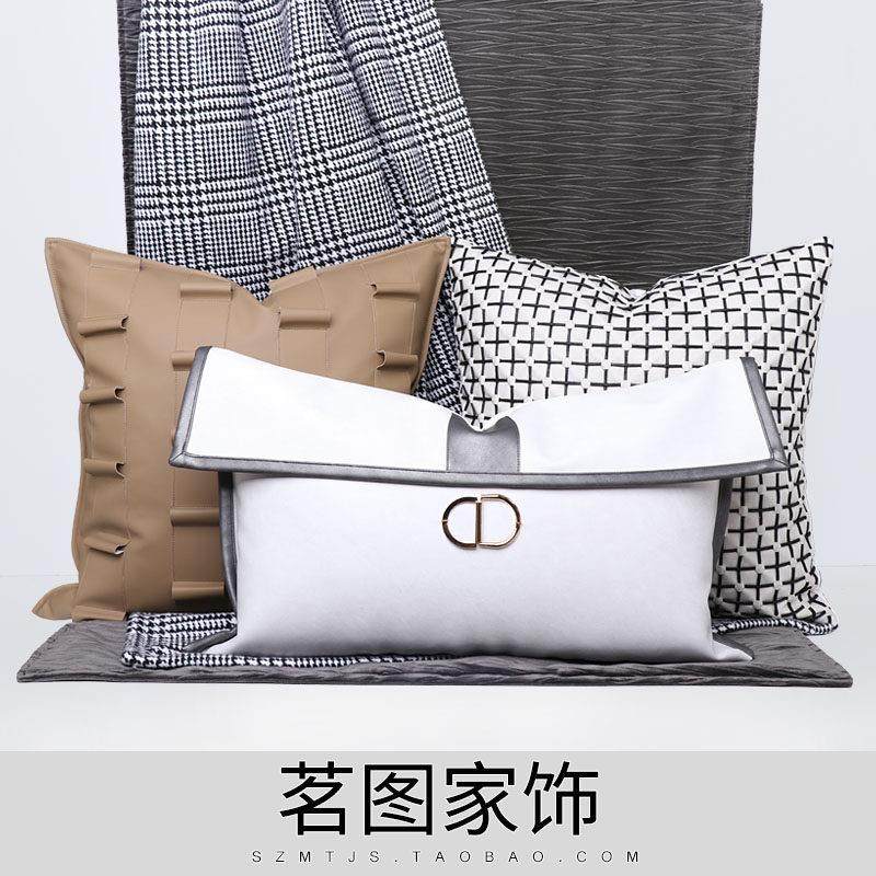 茗图现代简约轻奢样板房客厅沙发抱枕靠包靠垫枕头皮枕腰枕搭毯巾,居家布艺,靠垫/抱枕,淘宝优惠券,粉丝福利购,淘宝优惠卷