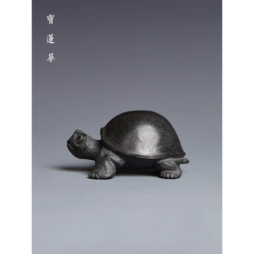 手工雕刻亮壳将军龟 石龟茶宠摆件 古典石雕吉祥物石茶玩石手把件