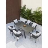 北欧户外桌椅组合露台花园庭院别墅B&B石板休闲烧烤藤茶几和椅子