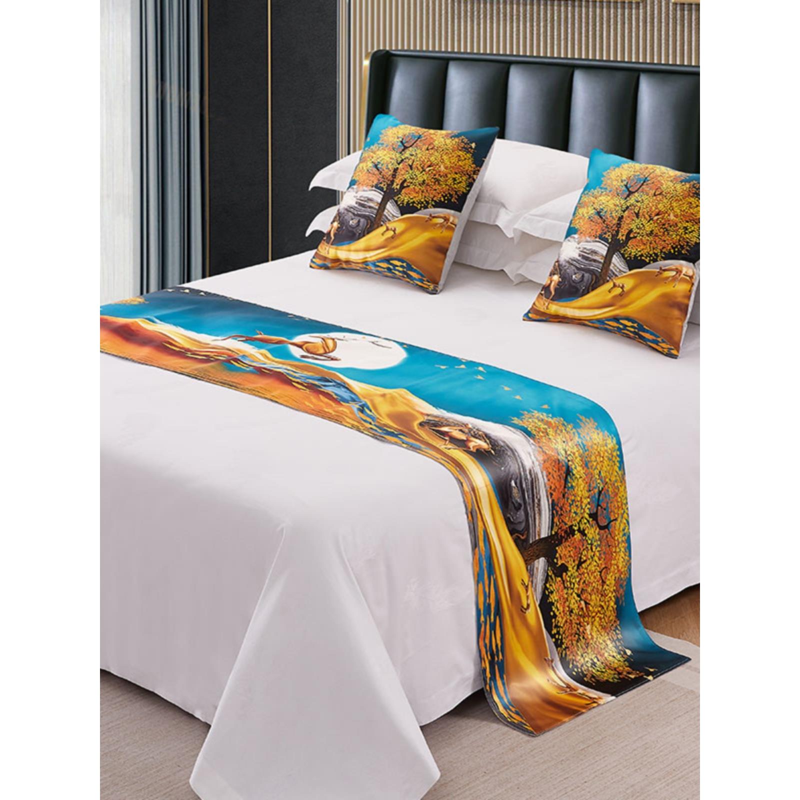 宾馆酒店床上用品轻奢床尾巾床旗简约床尾垫床盖搭巾民宿床围巾