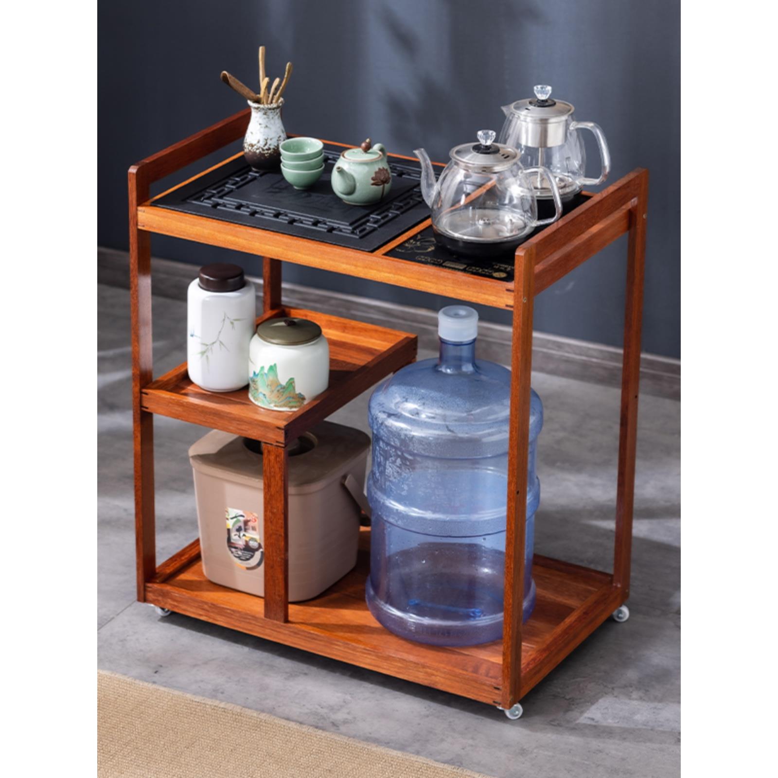 实木茶车移动茶台家用茶桌客厅沙发边柜烧水壶一体式功夫茶桌边几