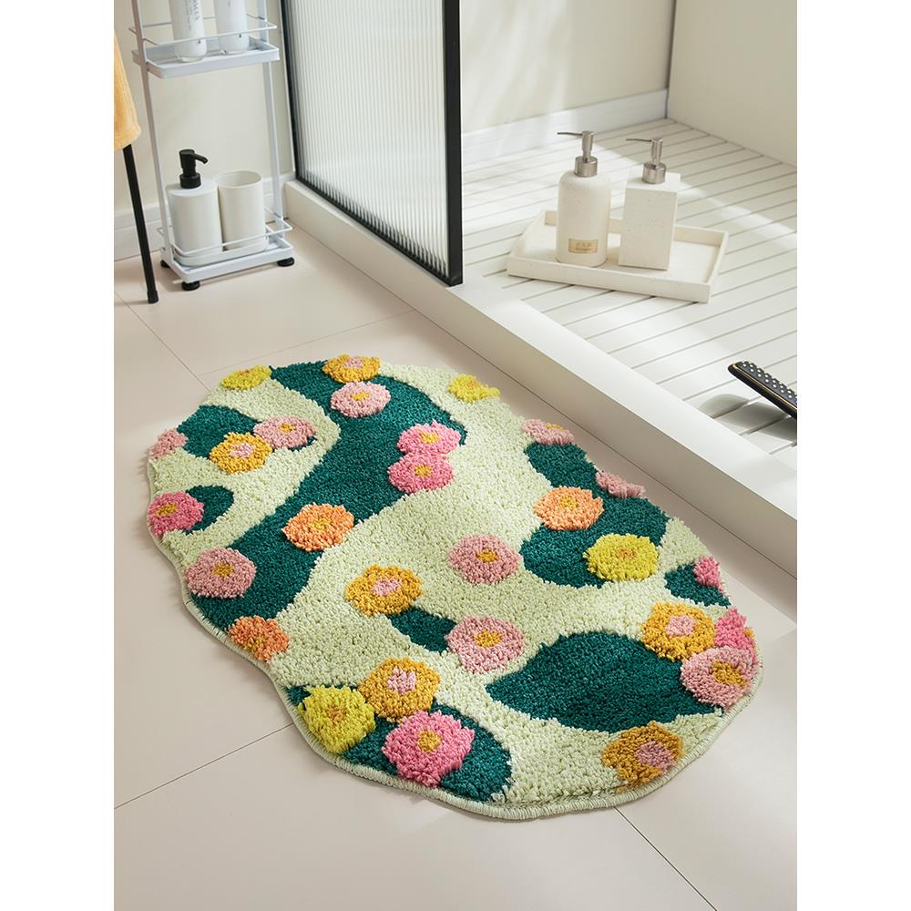 加厚植绒地垫、门垫、浴室门垫、吸水性防滑脚垫、浴室小清新卧室