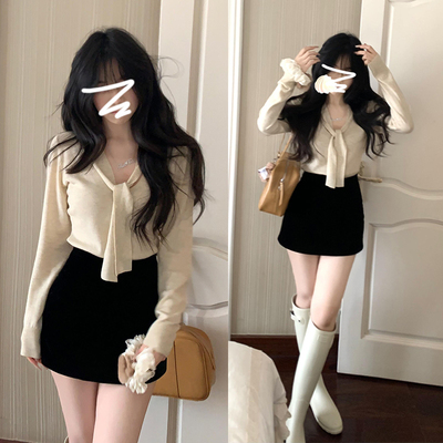 外贸出口转内销新款针织连衣裙女秋冬季早秋穿搭富家千金小个子香